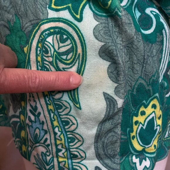 Madeleine Womens Green Paisley Print 3/4 Sleeve V Neck Top Sz 14/16 Viscose READ - Picture 10 of 10